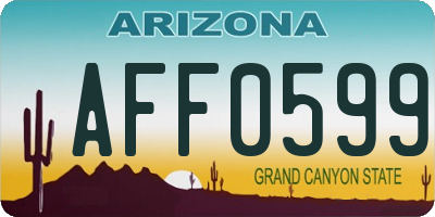 AZ license plate AFF0599