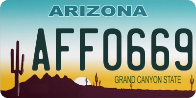 AZ license plate AFF0669