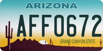 AZ license plate AFF0672