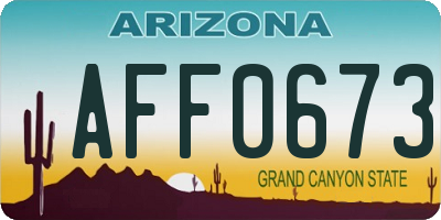 AZ license plate AFF0673