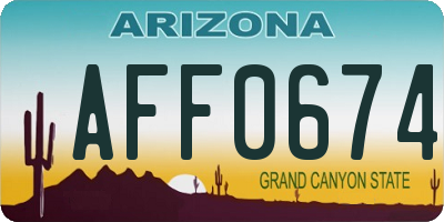 AZ license plate AFF0674