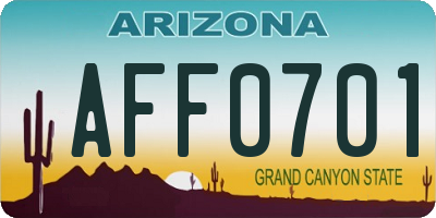 AZ license plate AFF0701