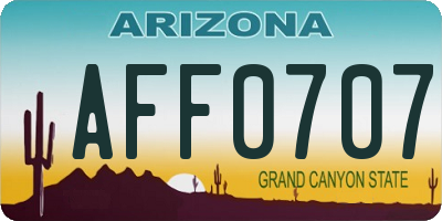 AZ license plate AFF0707