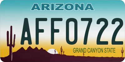 AZ license plate AFF0722