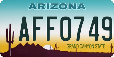 AZ license plate AFF0749
