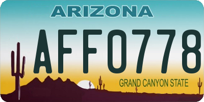 AZ license plate AFF0778