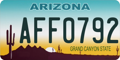 AZ license plate AFF0792