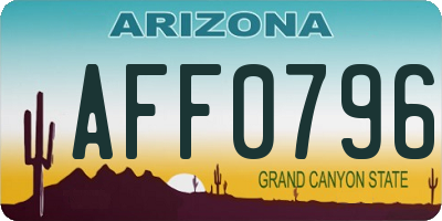 AZ license plate AFF0796