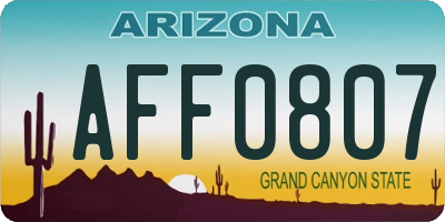 AZ license plate AFF0807