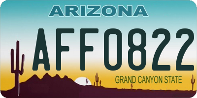 AZ license plate AFF0822