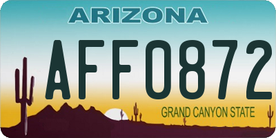 AZ license plate AFF0872