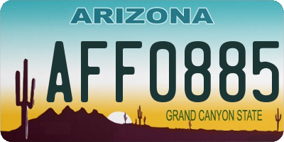 AZ license plate AFF0885