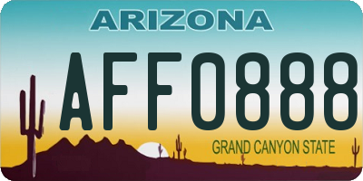 AZ license plate AFF0888