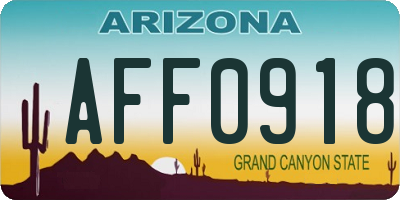 AZ license plate AFF0918
