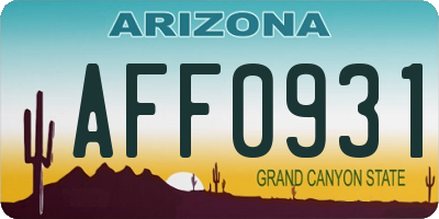 AZ license plate AFF0931
