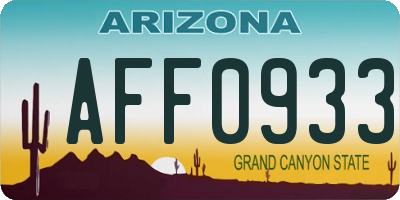 AZ license plate AFF0933