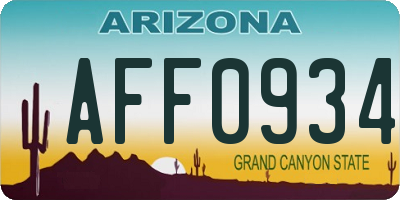 AZ license plate AFF0934