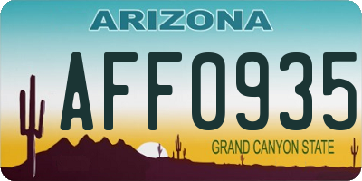 AZ license plate AFF0935