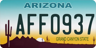 AZ license plate AFF0937