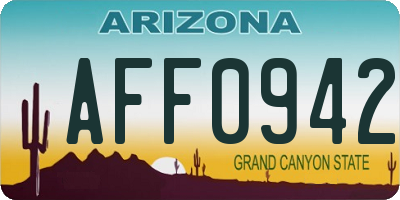 AZ license plate AFF0942