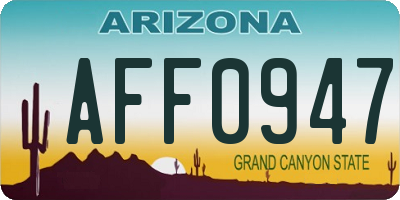 AZ license plate AFF0947