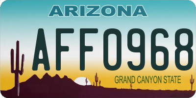 AZ license plate AFF0968