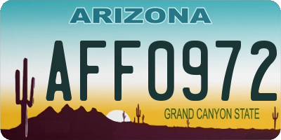 AZ license plate AFF0972
