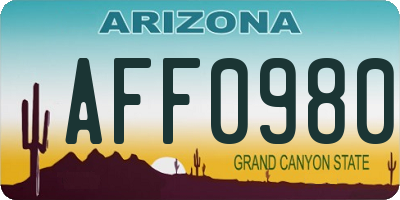 AZ license plate AFF0980