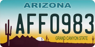 AZ license plate AFF0983