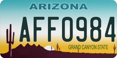 AZ license plate AFF0984