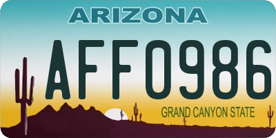 AZ license plate AFF0986