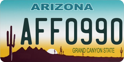 AZ license plate AFF0990