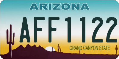 AZ license plate AFF1122