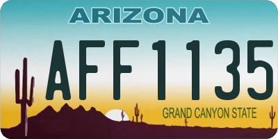 AZ license plate AFF1135
