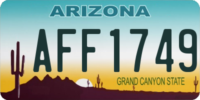 AZ license plate AFF1749