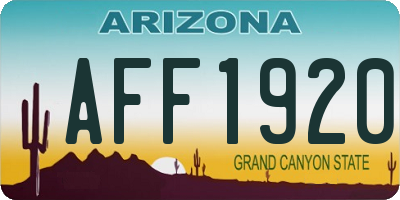 AZ license plate AFF1920