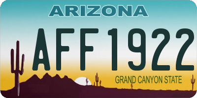 AZ license plate AFF1922