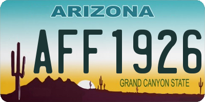 AZ license plate AFF1926