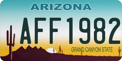 AZ license plate AFF1982