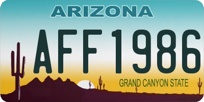 AZ license plate AFF1986