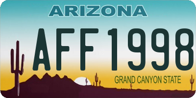 AZ license plate AFF1998
