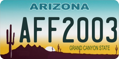 AZ license plate AFF2003