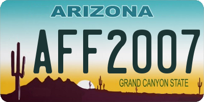 AZ license plate AFF2007