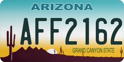 AZ license plate AFF2162