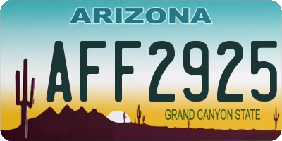 AZ license plate AFF2925