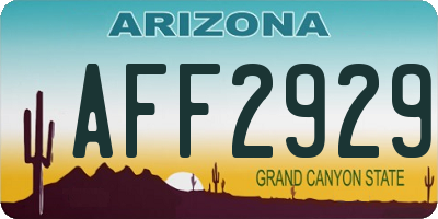 AZ license plate AFF2929