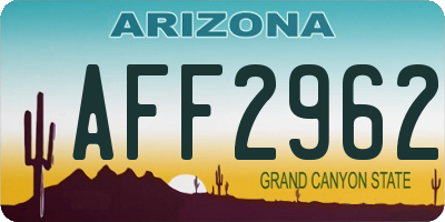 AZ license plate AFF2962