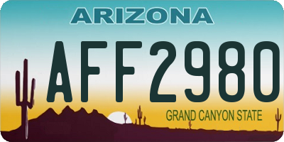 AZ license plate AFF2980