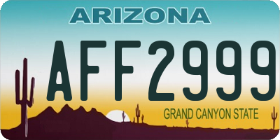 AZ license plate AFF2999