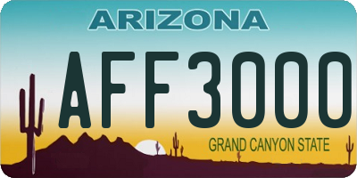 AZ license plate AFF3000